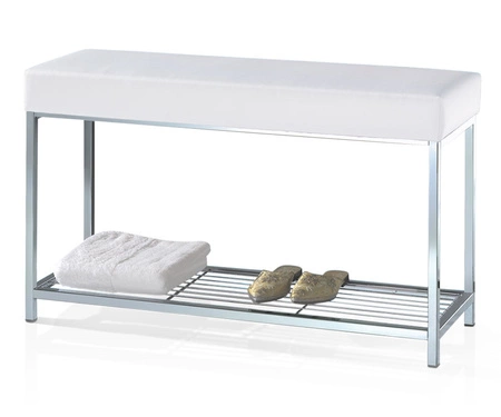 Ławka z półką eko-skóra biała Decor Walther DW 67 chrom