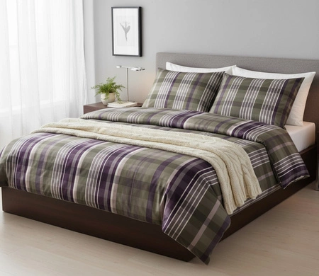 Pościel satyna bawełniana JOOP! Checks 4098 4 Green Violet