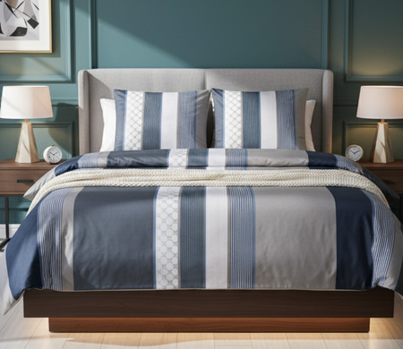 Pościel satyna bawełniana JOOP! Cornflower Stripes 4069 9 Deep Coal