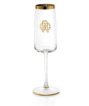 Kieliszek do szampana Roberto Cavalli New Monogram Gold, zestaw 2 szt.
