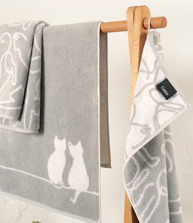 Ręcznik Cawö Cute Cats 6264-76 Platin / Weiss