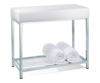 Ławka z półką eko-skóra biała Decor Walther DW 77 chrom