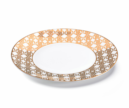 Talerz obiadowy Roberto Cavalli Monogram Gold, zestaw 2 szt.
