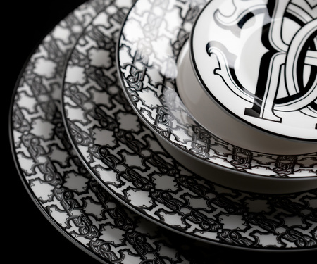 Talerz deserowy Roberto Cavalli Monogram Black, zestaw 2 szt.