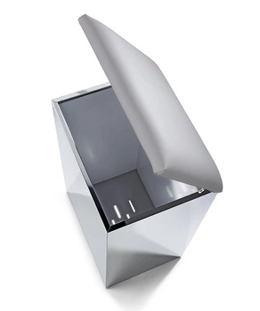 DECOR WALTHER CASE HK 2 taboret i kosz na pranie stal polerowana/ szary