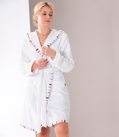 Szlafrok damski z kapturem Cawö 3345-662 White 34-46