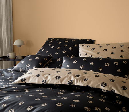 Pościel satyna bawełniana Elegante Paws 24541-9 Black/Beige