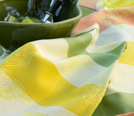 Obrus bawełniany Le Jacquard Français Bal Des Papillons Citrus