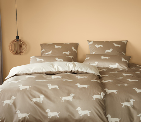 Pościel satyna bawełniana Elegante Dogs 24540-7 Natur/Beige