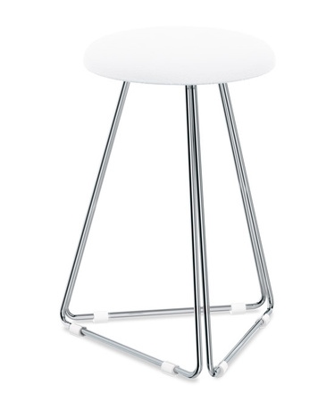 Taboret eko-skóra biała Decor Walther DW 71 chrom
