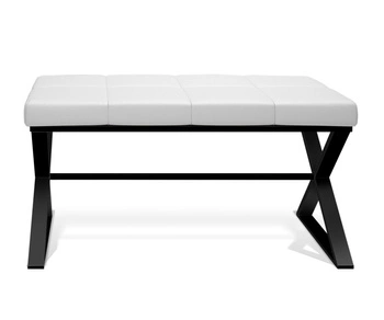 DECOR WALTHER BENCH ławka czarna siedzisko eko-skóra biała