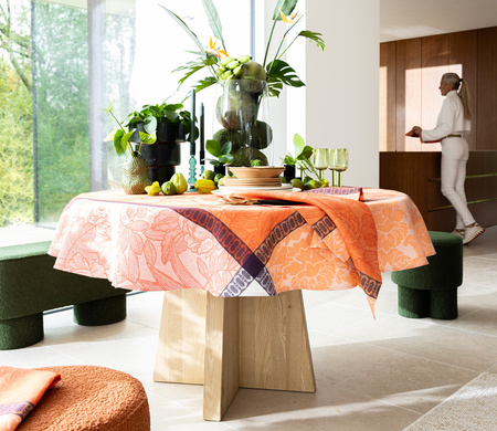 Obrus lniany Le Jacquard Français Escapade Tropicale Goyave