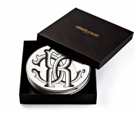Talerzyk do pieczywa Roberto Cavalli Monogram Black, zestaw 6 szt.