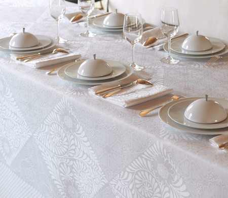 Obrus lniany Le Jacquard Français Bosphore Blanc