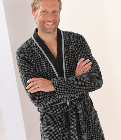 Szlafrok męski kimono Cawö 4839-79 Silber-Schwarz 48-60