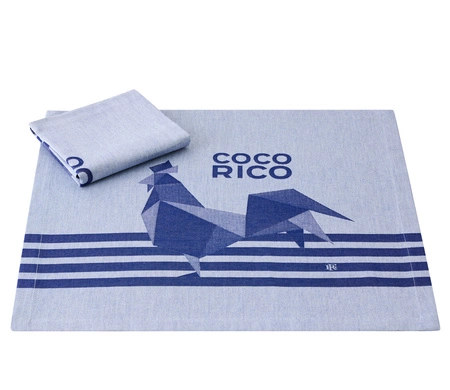 Serwetki bawełniane Le Jacquard Français Coco-Rico Bleu 2 szt.