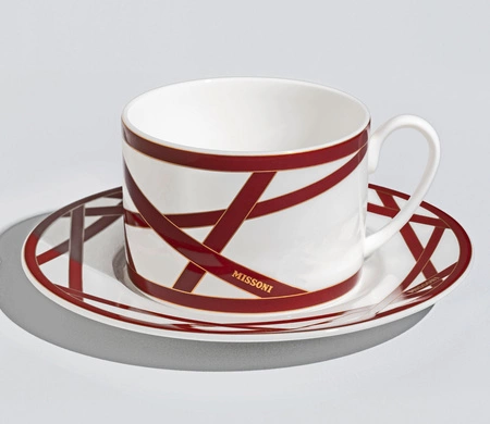 Filiżanka do herbaty Missoni Nastri Bordeaux, zestaw 6 szt.