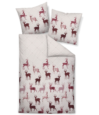 Pościel flanelowa Janine Davos 65180-01 Beige Bordeauxrot 