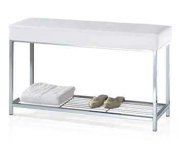 DECOR WALTHER DW 67 ławka z półką eko-skóra biała chrom