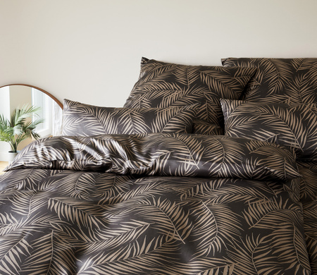 Pościel satyna bawełniana Elegante Maison Leaves 24551-9 Basalt