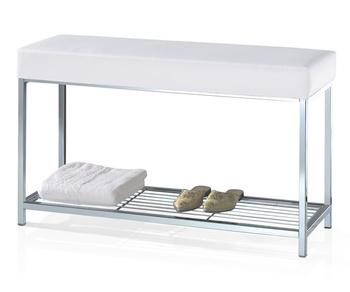 Ławka z półką eko-skóra biała Decor Walther DW 67 chrom