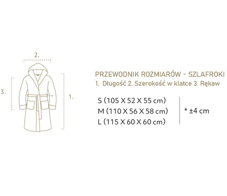 Szlafrok z kapturem unisex Graccioza Bee Waffle 23396 Fog S-L